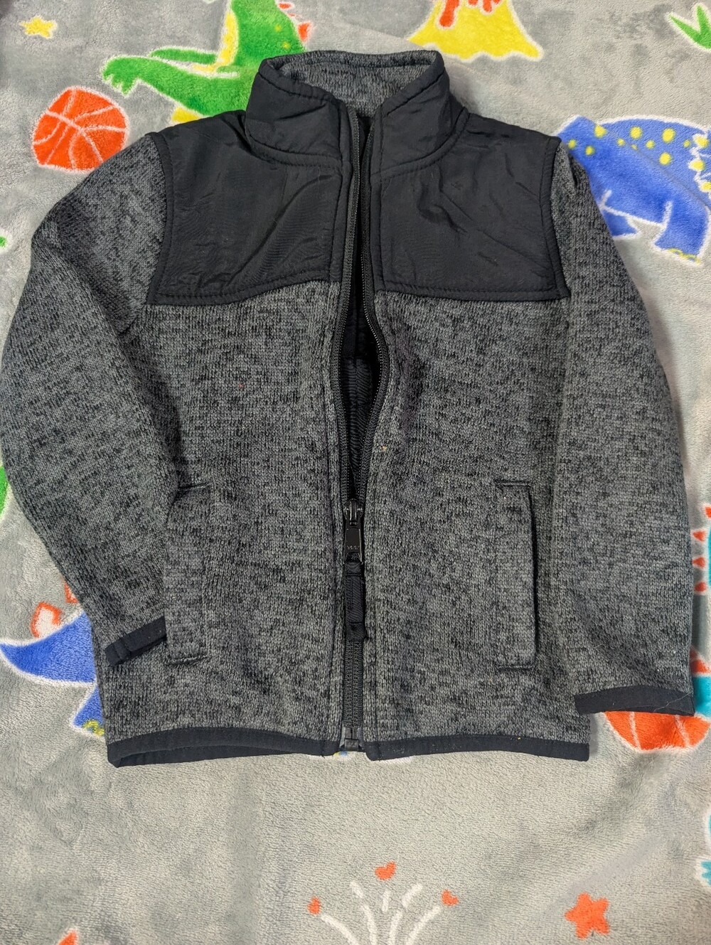 The Children's Place Dark Gray Knit Full-Zip Jacket, Boys Size 3T